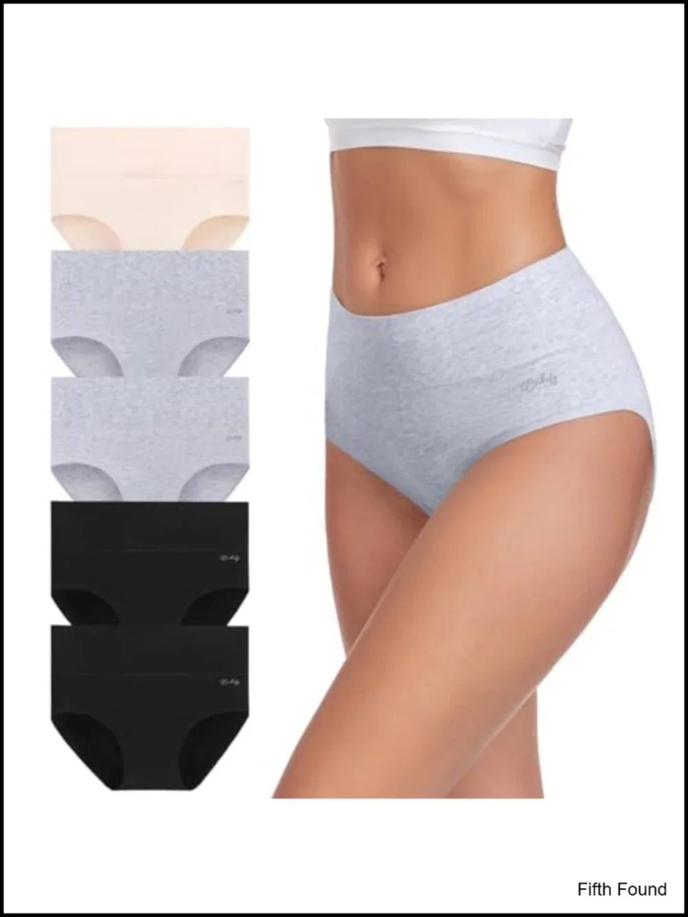 High Waisted Cotton Underwear Soft Breathable Panties Stretch Briefs 5 Pack